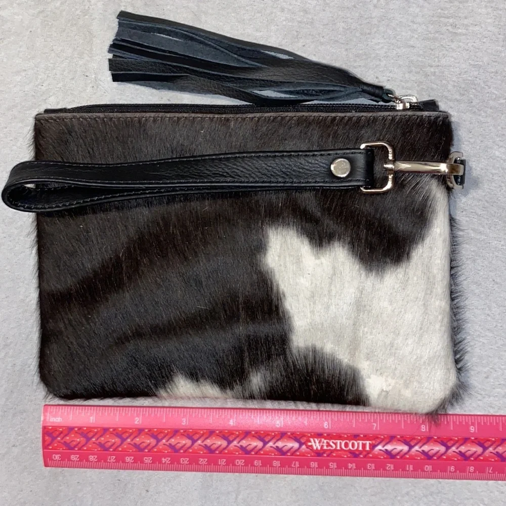 New Handmade Real Cowhide Wristlet Clutch Wallet Double Side Hair On#5543 - Picture 2 of 6